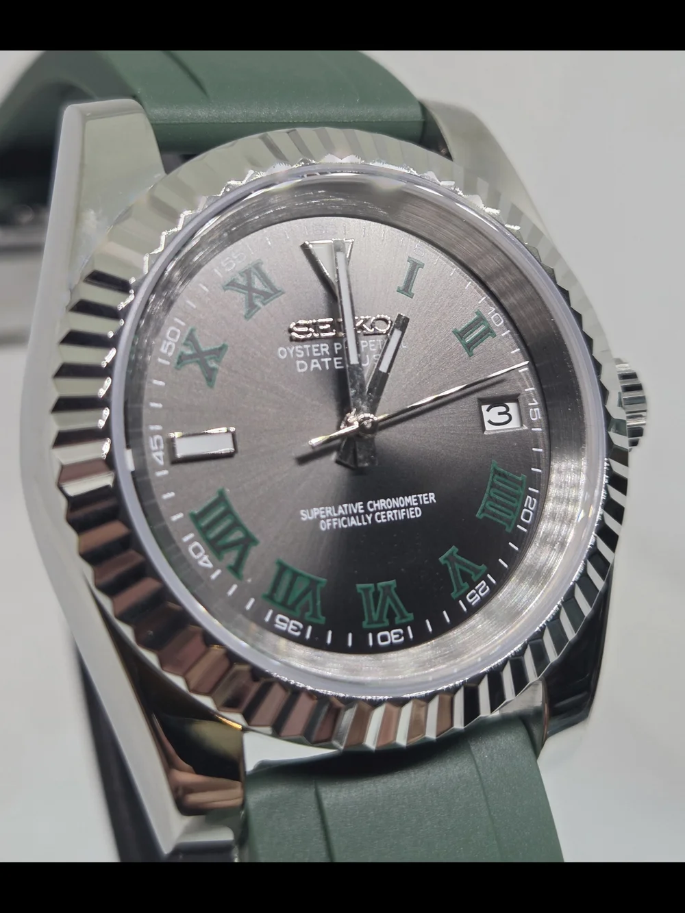 Custom 39mm Automatic Seiko Mod Watch Datejust Wimbledon Sport